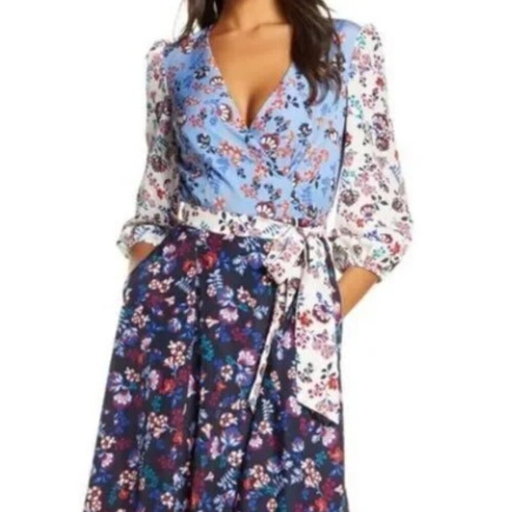 NWOT 1901 Floral 3/4 Sleeve Summer Dress w. Pockets! Size 2